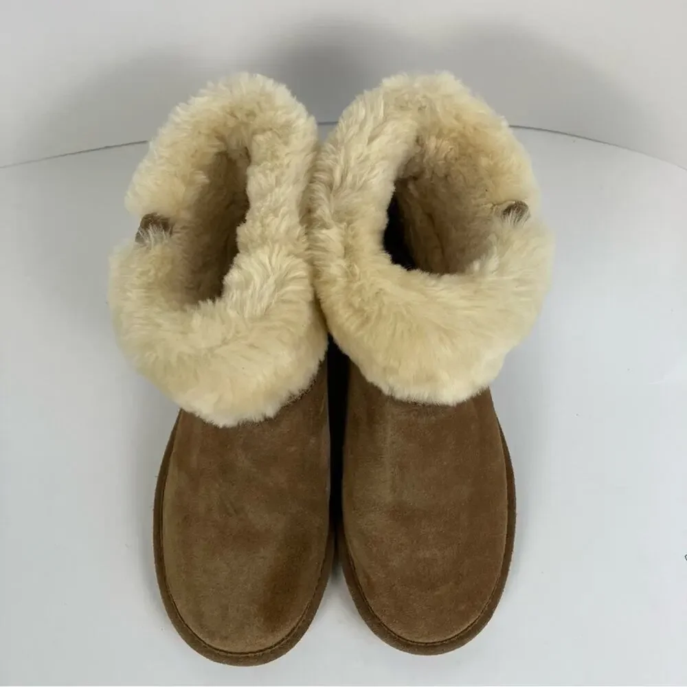 Bearpaw Abby Sheepskin Lined Hickory Winter Boots Ankle Buckle Size 7
